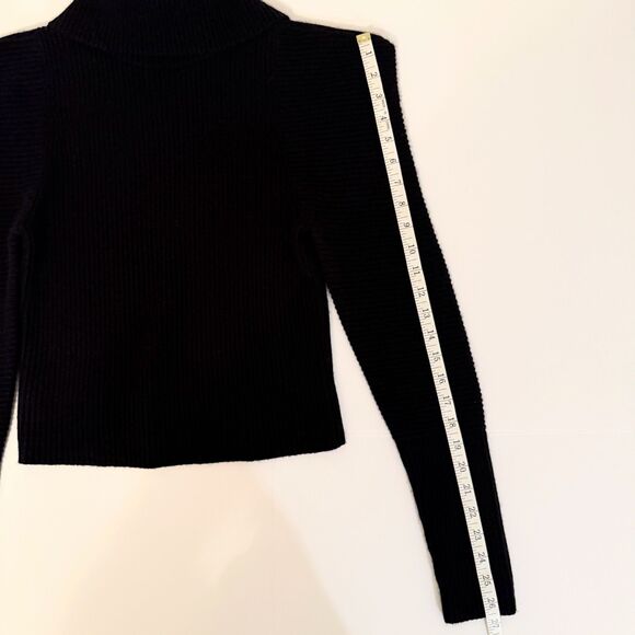 A.L.C. Maura Sweater Statement Puff Shoulder Black Ribbed Turtleneck Cashmere XS - Picture 10 of 13